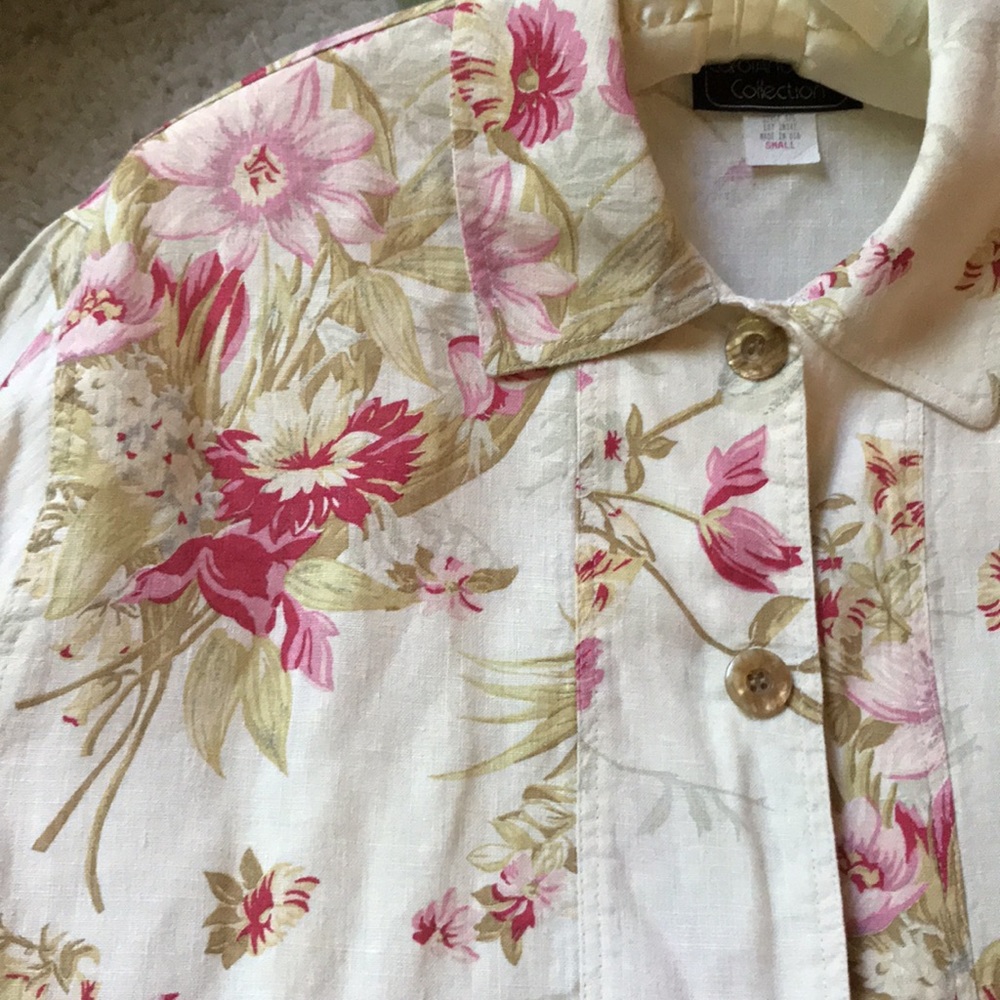 Linen Floral Poet’s Shirt Jacket - Picture 7 of 10